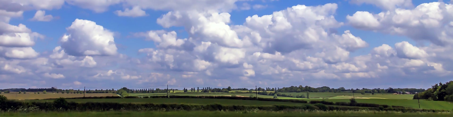 English summer cloudy day landscape along the highway A44